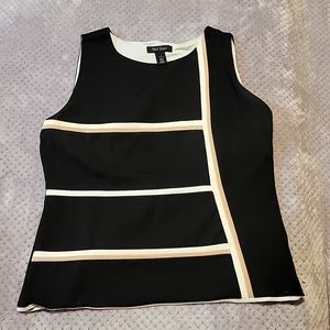 WHBM sleveleas top, black with white and cream